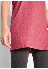bonprix - Długi shirt z czystej bawełny. Kolor: różowy. Materiał: bawełna. Długość rękawa: krótki rękaw. Długość: krótkie, długie