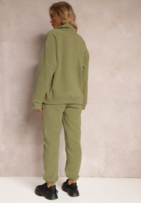 Renee - Zielony Komplet Dresowy z Polaru Bluza z Krótkim Suwakiem i Spodnie Joggery Hypamena. Kolor: zielony. Materiał: dresówka, polar #5