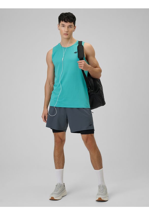 4f - 4F Spodenki treningowe szybkoschnące męskie - szare L. Kolor: szary. Materiał: skóra, materiał. Sport: fitness
