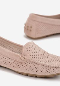 Born2be - Różowe Mokasyny Thalothee. Nosek buta: okrągły. Zapięcie: bez zapięcia. Kolor: różowy. Materiał: skóra. Wzór: ażurowy, aplikacja. Styl: boho #3