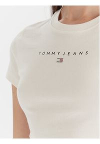 Tommy Jeans T-Shirt Bling Linear DW0DW21550 Biały Slim Fit. Kolor: biały. Materiał: bawełna