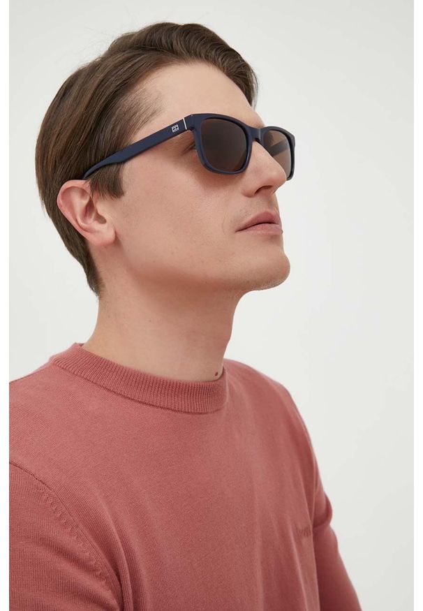 TOMMY HILFIGER - Tommy Hilfiger okulary przeciwsłoneczne męskie. Kształt: prostokątne. Kolor: niebieski