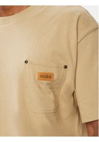 Hugo - HUGO T-Shirt Nevado 50564045 Beżowy Loose Fit. Kolor: beżowy. Materiał: bawełna #4
