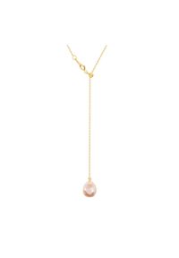 Braccatta - SILVIA Naszyjnik lariat srebrny pozłacany perła duża różowa naturalna. Materiał: pozłacane, srebrne. Kolor: różowy, wielokolorowy, srebrny. Kamień szlachetny: perła