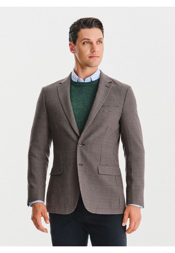 Pako Lorente - PAKO LORENTE – Wełniana marynarka w drobną kratę. Materiał: wełna