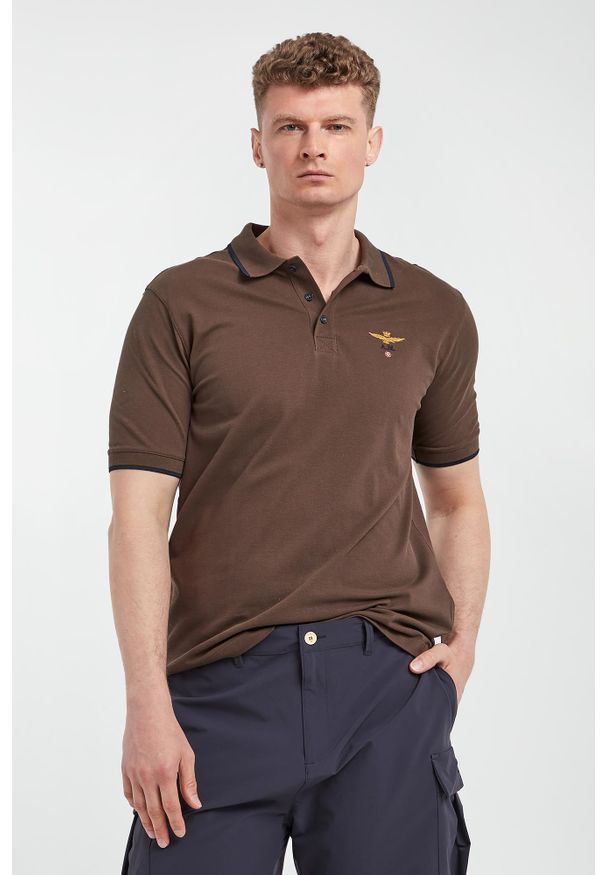 Aeronautica Militare - Polo męskie z logo AERONAUTICA MILITARE. Typ kołnierza: polo