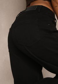 Renee - Czarne Bawełniane Jeansy High Waist z Szerokimi Nogawkami Leetie. Okazja: na co dzień. Stan: podwyższony. Kolor: czarny. Styl: casual, elegancki