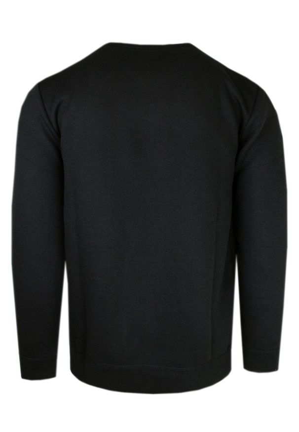 Męski Sweter - Jednokolorowy z Fakturą Materiału - Brave Soul - Czarny. Okazja: na spotkanie biznesowe, do pracy. Kolor: czarny. Materiał: poliester. Styl: biznesowy