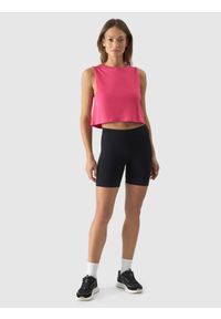4f - 4F Legginsy krótkie z wysokim stanem damskie - czarne XXL. Stan: podwyższony. Kolor: czarny. Materiał: materiał, elastan, syntetyk, dzianina, guma. Długość: krótkie. Wzór: ze splotem, gładki, jednolity