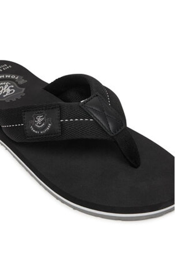 TOMMY HILFIGER - Tommy Hilfiger Japonki Patch Hilfiger Beach Sandal FM0FM05804 Czarny. Kolor: czarny. Materiał: materiał