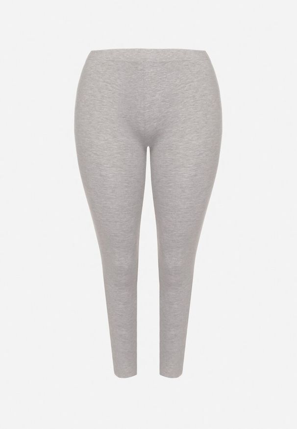 Born2be - Szare Bawełniane Legginsy z Gumką w Pasie Mevora. Okazja: na co dzień. Kolekcja: plus size. Kolor: szary. Materiał: bawełna. Styl: klasyczny, casual