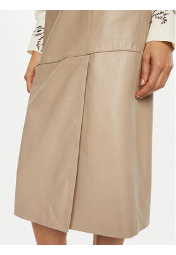 Marella Spódnica skórzana Bambino 2513401011 Écru Regular Fit. Materiał: skóra