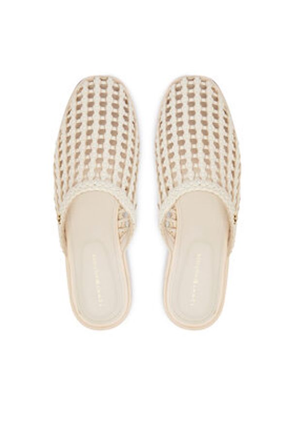 TOMMY HILFIGER - Tommy Hilfiger Klapki Hilfiger Leather Mix Flat Mule FW0FW09280 Kremowy. Kolor: kremowy. Materiał: skóra