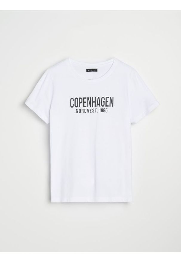 Sinsay - Koszulka z krótkim rękawem - biały. Kolor: biały. Długość rękawa: krótki rękaw. Długość: krótkie