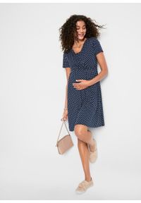 Sukienka ciążowa i do karmienia bonprix ciemnoniebiesko-biały w kropki. Kolekcja: moda ciążowa. Kolor: niebieski. Wzór: kropki #6