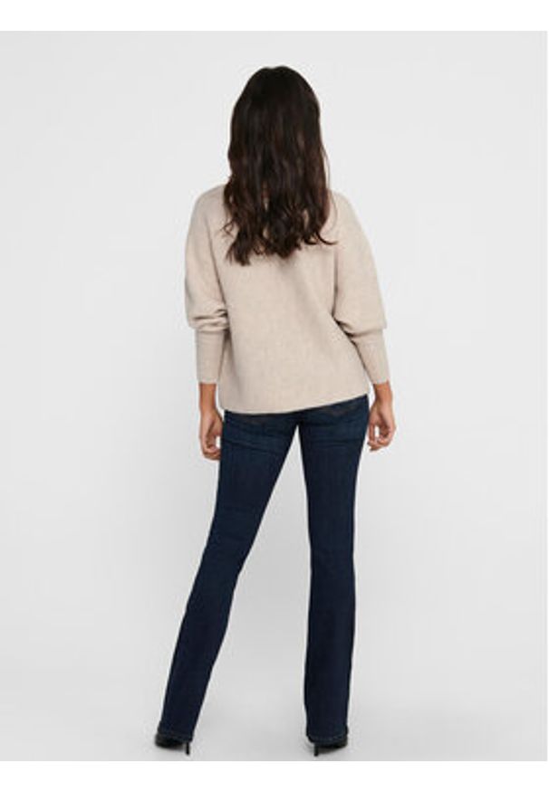 only - ONLY Sweter 15168705 Beżowy Regular Fit. Kolor: beżowy. Materiał: syntetyk
