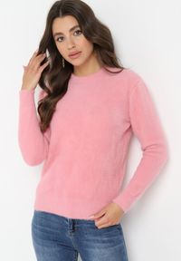 Born2be - Różowy Puchaty Sweter Wełniany Helmintts. Kolor: różowy. Materiał: wełna. Długość rękawa: długi rękaw. Długość: długie #3