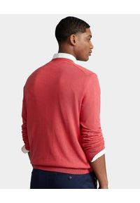 Ralph Lauren - RALPH LAUREN - Czerwony sweter z haftowanym logo. Typ kołnierza: polo. Kolor: czerwony. Materiał: bawełna. Wzór: haft #3