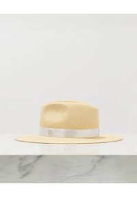 MAISON MICHEL PARIS - Beżowy kapelusz Henrietta. Kolor: beżowy. Wzór: aplikacja #2