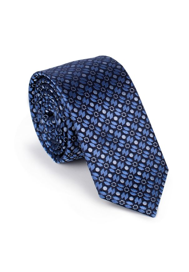 Wittchen - Krawat jedwabny wzorzysty granatowo-szary. Kolor: niebieski, wielokolorowy, szary. Materiał: jedwab. Styl: klasyczny, elegancki