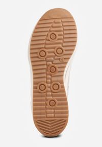 Renee - Beżowe Sneakersy na Platformie z Geometrycznym Motywem Hippiopis. Okazja: na co dzień. Kolor: beżowy. Materiał: jeans. Wzór: geometria. Obcas: na platformie #7