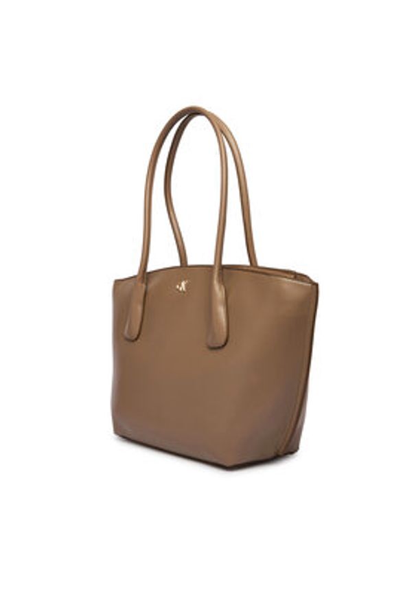 Calvin Klein Torebka Ck Medium Dome Tot LV04F3344G Beżowy. Kolor: beżowy. Materiał: skórzane