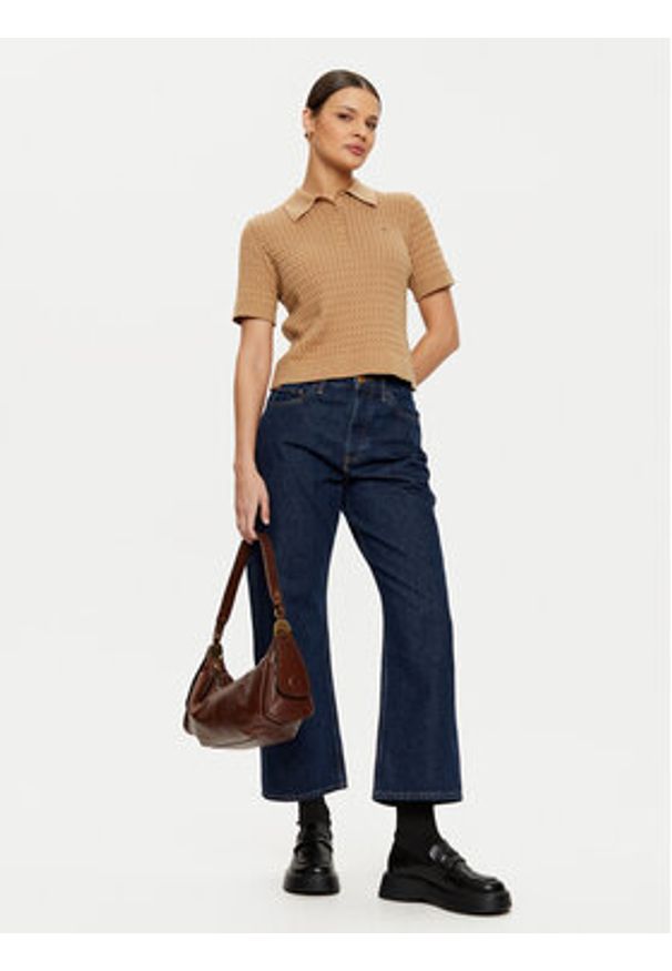 TOMMY HILFIGER - Tommy Hilfiger Sweter WW0WW43957 Beżowy Regular Fit. Kolor: beżowy. Materiał: bawełna