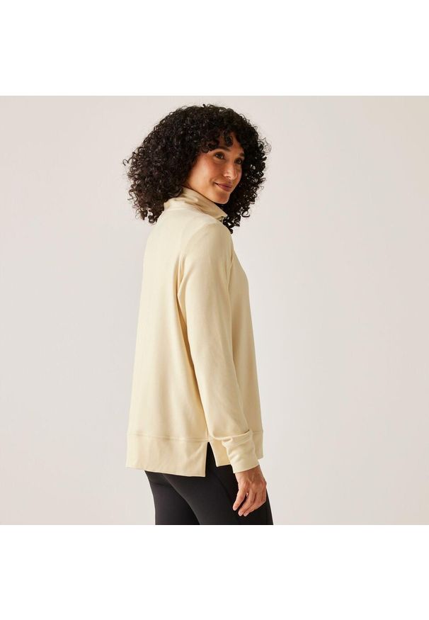 Regatta - Polar damski z suwakiem 1/2 Demmi. Kolor: beżowy. Materiał: polar. Wzór: paski. Sport: turystyka piesza