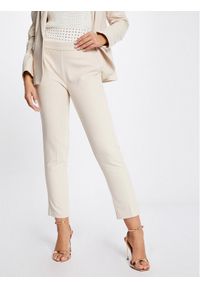 Morgan Spodnie materiałowe 211-PROSY.F Beżowy Slim Fit. Kolor: beżowy. Materiał: bawełna, materiał