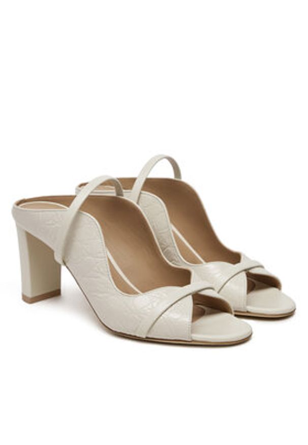 MALONE SOULIERS Klapki Norah 70-157 Écru. Materiał: skóra