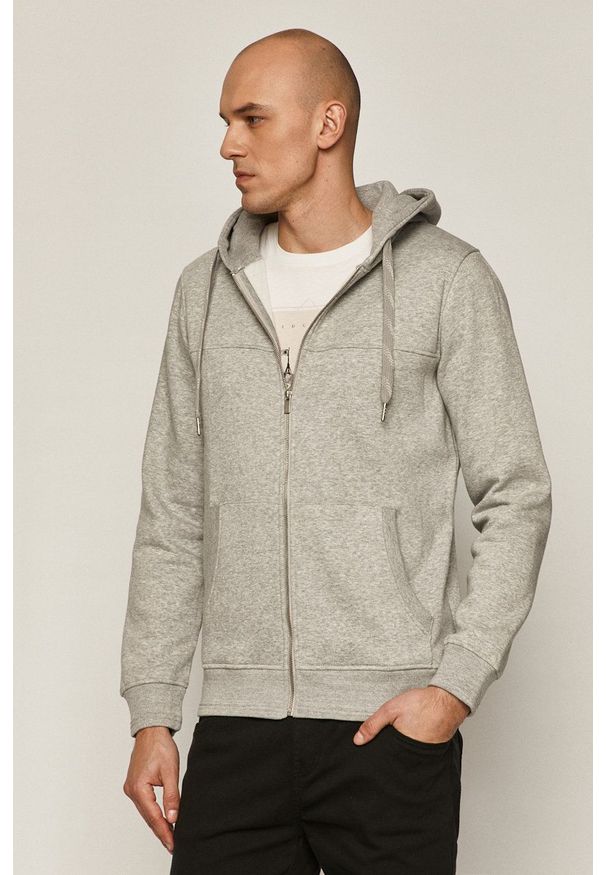 medicine - Medicine - Bluza Basic. Okazja: na co dzień. Typ kołnierza: kaptur. Kolor: szary. Materiał: dzianina. Wzór: gładki. Styl: casual