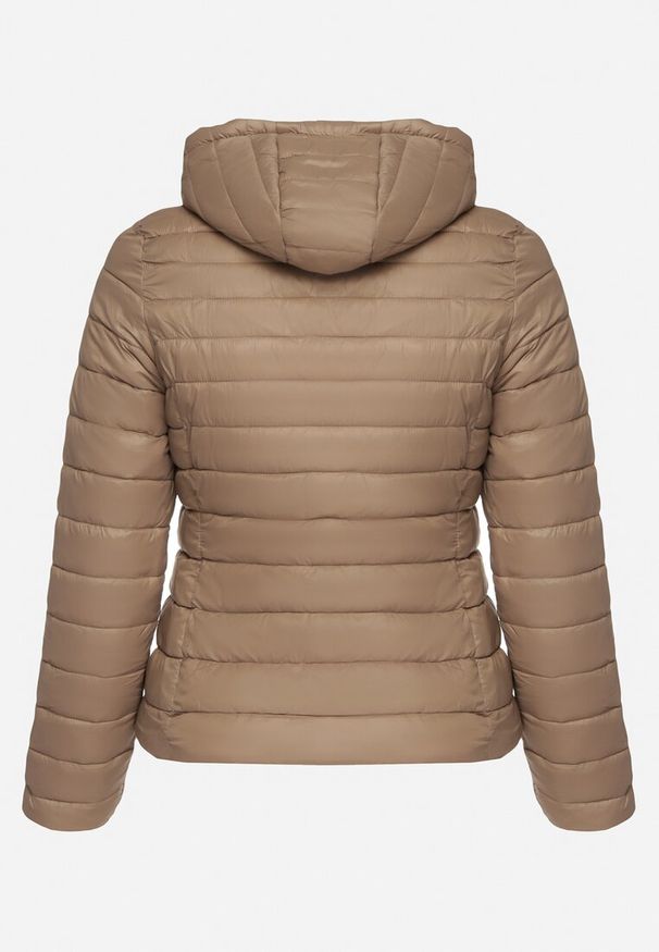 Born2be - Beżowa Pikowana Kurtka z Odpinanym Kapturem Nevettoria. Okazja: na spacer, na co dzień. Kolor: beżowy. Materiał: tkanina. Długość: długie. Styl: casual, elegancki, klasyczny