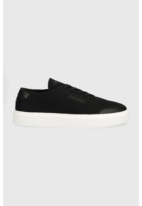 Calvin Klein tenisówki męskie kolor czarny. Nosek buta: okrągły. Zapięcie: sznurówki. Kolor: czarny. Materiał: guma, skóra, materiał