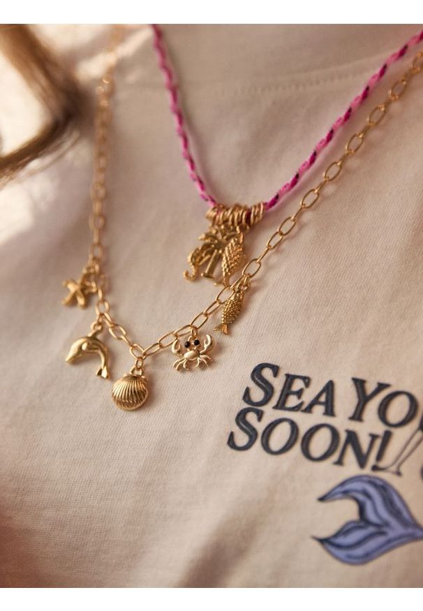 Sinsay - Zestaw naszyjników z morskim motywem 2 pack - wielobarwny. Kolor: morski