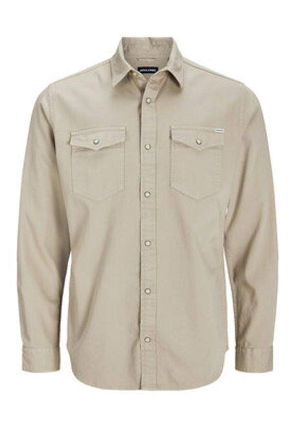 Jack & Jones - Jack&Jones Koszula Sheridan 12138115 Brązowy Slim Fit. Kolor: brązowy. Materiał: bawełna