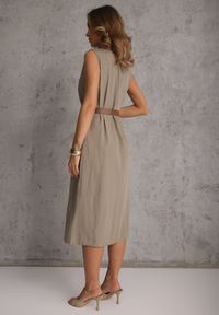 Renee - Zielona Pudełkowa Sukienka z Wiskozą Bawełną Guzikami i Paskiem Magmaris. Okazja: na co dzień, do pracy. Kolor: zielony. Materiał: wiskoza, bawełna. Sezon: wiosna, lato. Styl: casual, elegancki #5