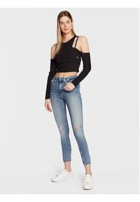 Calvin Klein Jeans Bluzka J20J220775 Czarny Slim Fit. Kolor: czarny. Materiał: wiskoza