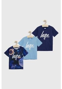 Hype t-shirt dziecięcy (3-pack) wzorzysty. Okazja: na co dzień. Kolor: niebieski. Materiał: dzianina. Wzór: nadruk. Styl: casual