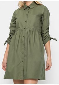 Sukienka szmizjerka bonprix oliwkowy. Kolor: zielony. Typ sukienki: szmizjerki. Długość: mini #2