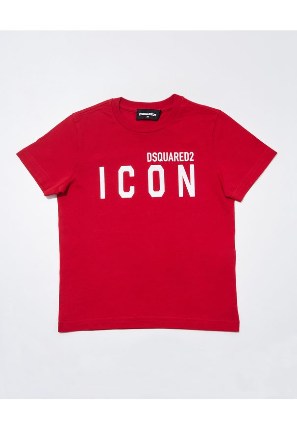 DSQUARED2 KIDS - Czerwony t-shirt z nadrukiem 4-16 lat. Kolor: czerwony. Materiał: bawełna. Wzór: nadruk. Sezon: lato. Styl: klasyczny