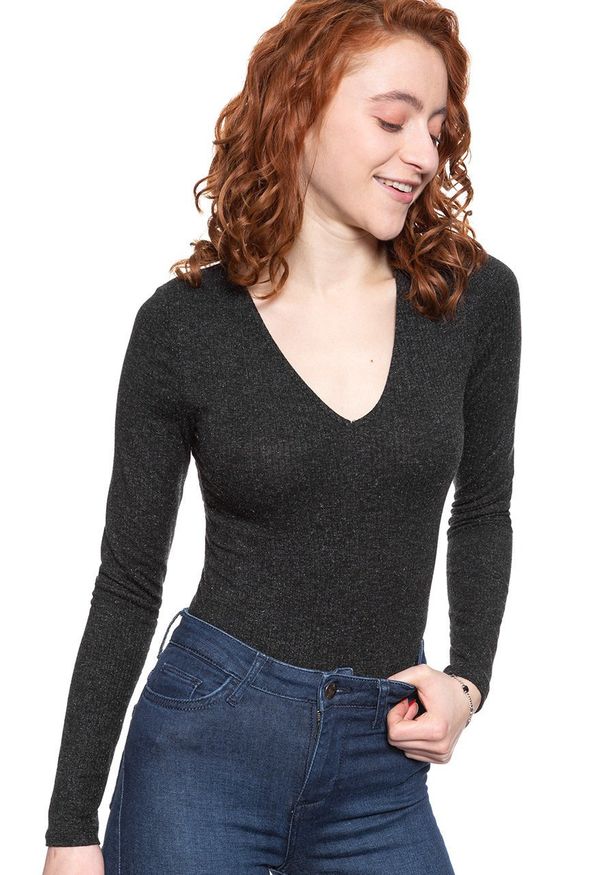 Lee - DAMSKI SWETER LEE V-NECK BODY BLACK L41QWD01 112109140