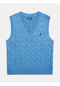Polo Ralph Lauren Sweter 211906205003 Niebieski Regular Fit. Typ kołnierza: polo. Kolor: niebieski. Materiał: bawełna
