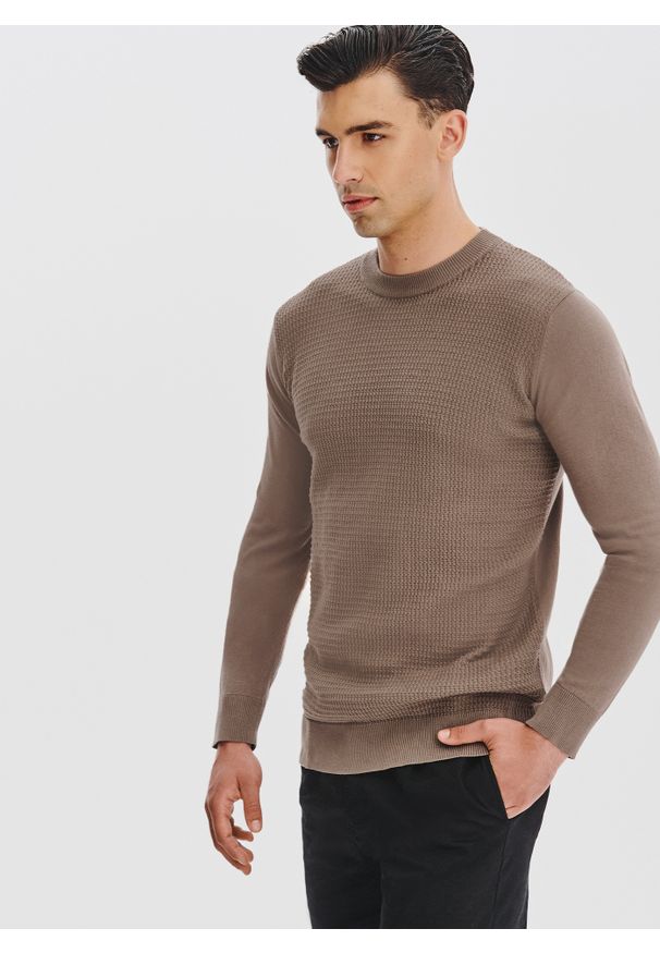 Pako Lorente - PAKO LORENTE – Brązowy sweter męski. Kolor: turkusowy, brązowy. Materiał: poliamid, bawełna. Sezon: jesień