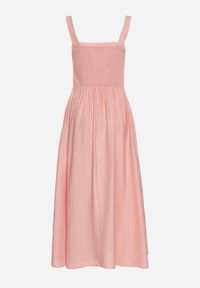 Born2be - Różowa Wiskozowa Sukienka o Rozkloszowanym Kroju z Kwadratowym Dekoltem Avmila. Typ kołnierza: dekolt kwadratowy. Kolor: różowy. Materiał: wiskoza. Styl: klasyczny #5