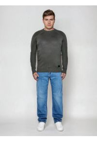 Big-Star - Sweter męski ciemnoszary Najn 905. Kolor: szary. Materiał: materiał, tkanina, skóra. Wzór: ze splotem. Styl: elegancki