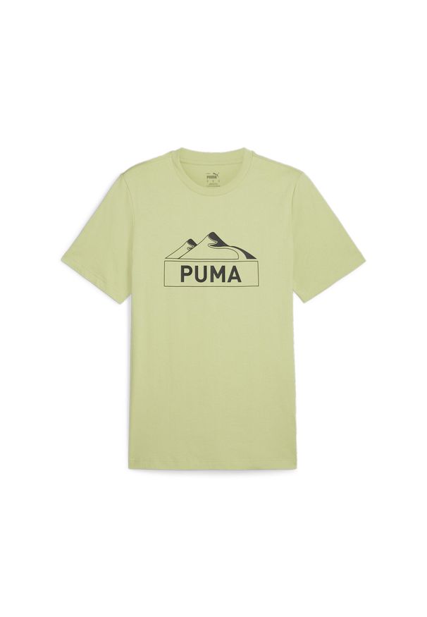 Puma - Męska koszulka z grafiką OPEN ROAD PUMA Pistachio Green. Kolor: zielony, żółty, wielokolorowy