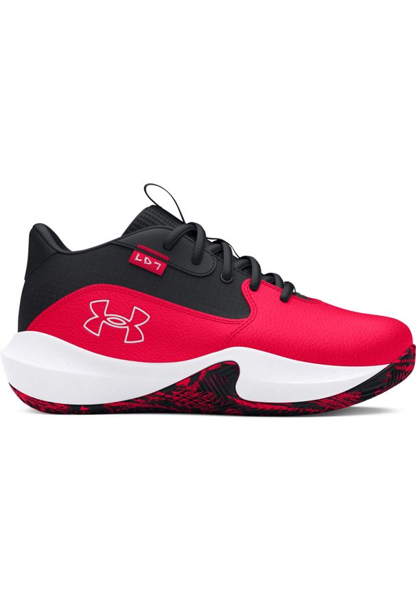Dziecięce buty halowe Under Armour Pre-School Lockdown 7. Kolor: wielokolorowy, biały, czerwony. Materiał: syntetyk. Szerokość cholewki: normalna. Sport: koszykówka