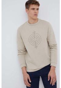 outhorn - Outhorn bluza męska kolor beżowy z nadrukiem. Kolor: beżowy. Wzór: nadruk