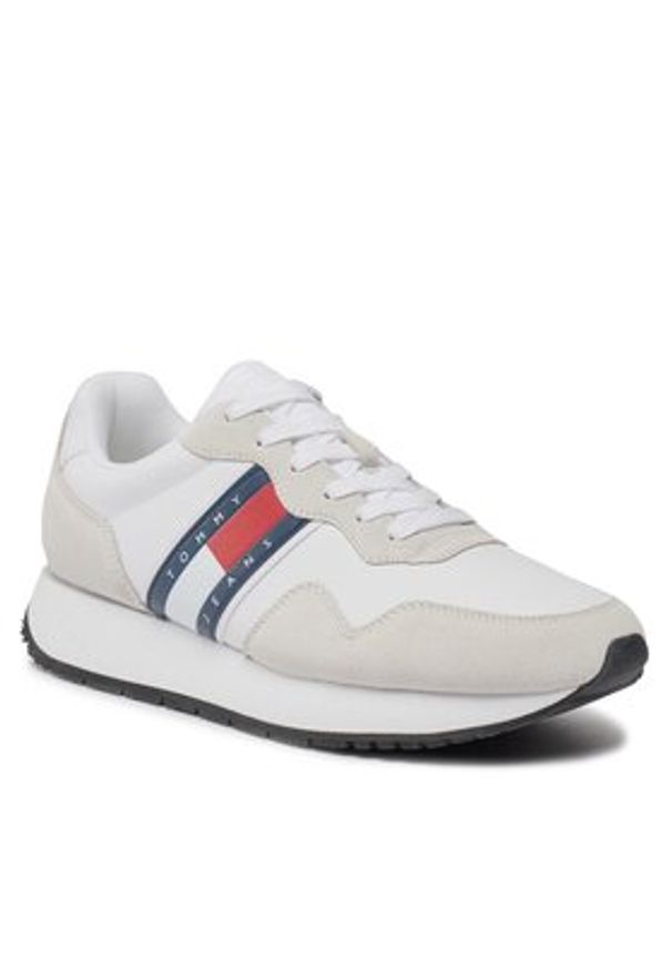 Tommy Jeans Sneakersy Tjm Modern Runner EM0EM01316 Biały. Kolor: biały. Materiał: skóra, zamsz
