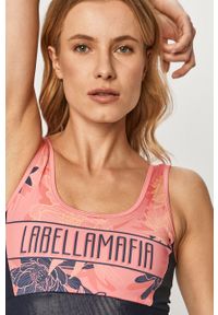 LABELLAMAFIA - LaBellaMafia - Biustonosz sportowy. Kolor: różowy. Materiał: tkanina, poliester, materiał, elastan. Rodzaj stanika: odpinane ramiączka #5
